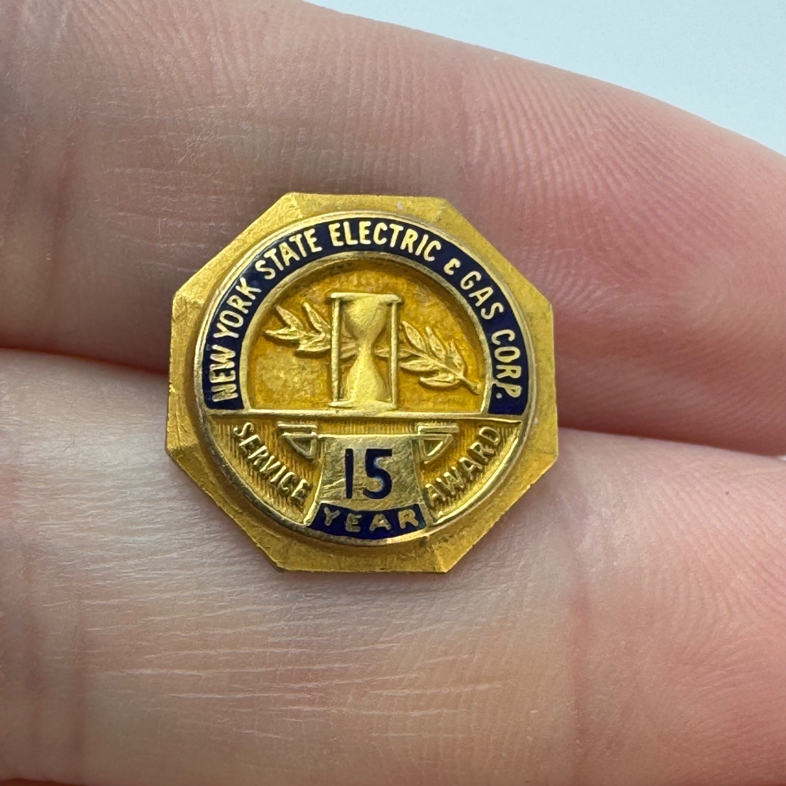Vintage New York State Electric Gas Corp 15 Year Service Award Pin Gold Fill