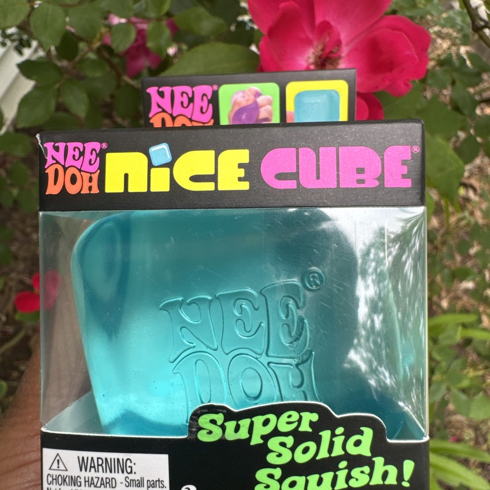 NEW Nee Doh Needoh Nice Cube Super Solid Squish Blue Toy
