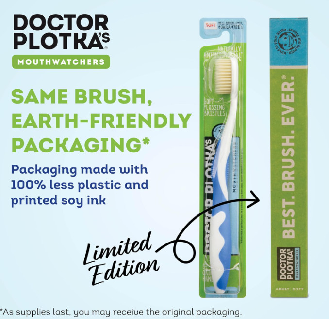 MOUTHWATCHERS Dr. Plotka's Soft Bristle Toothbrush, 4-Pack, For Sensitive Teeth