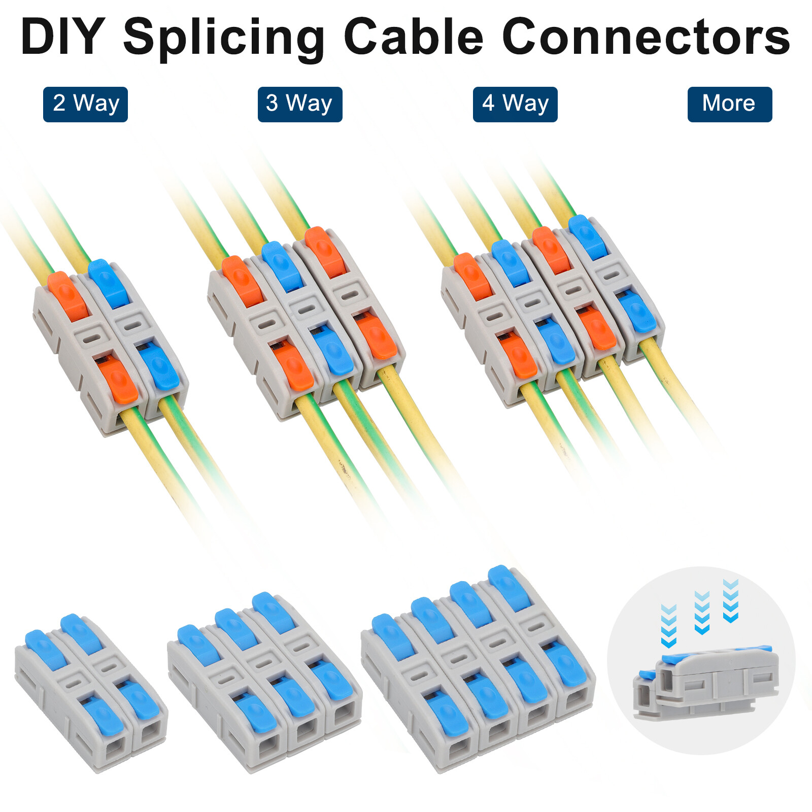 100pcs Quick Connect Lever Wire Connectors Compact Inline Splicing Terminals 24A