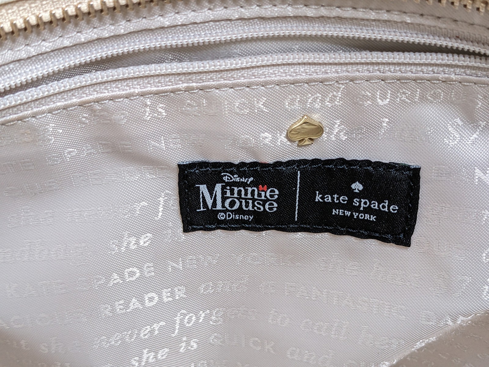 Kate Spade Disney X Minnie Mouse Coated-Canvas Zip-Top Tote Bag, White Used KSNY