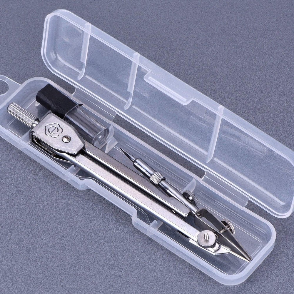 Integrated Geometry Math Set: 6-Inch Protractor & Compass with Pencil Refills