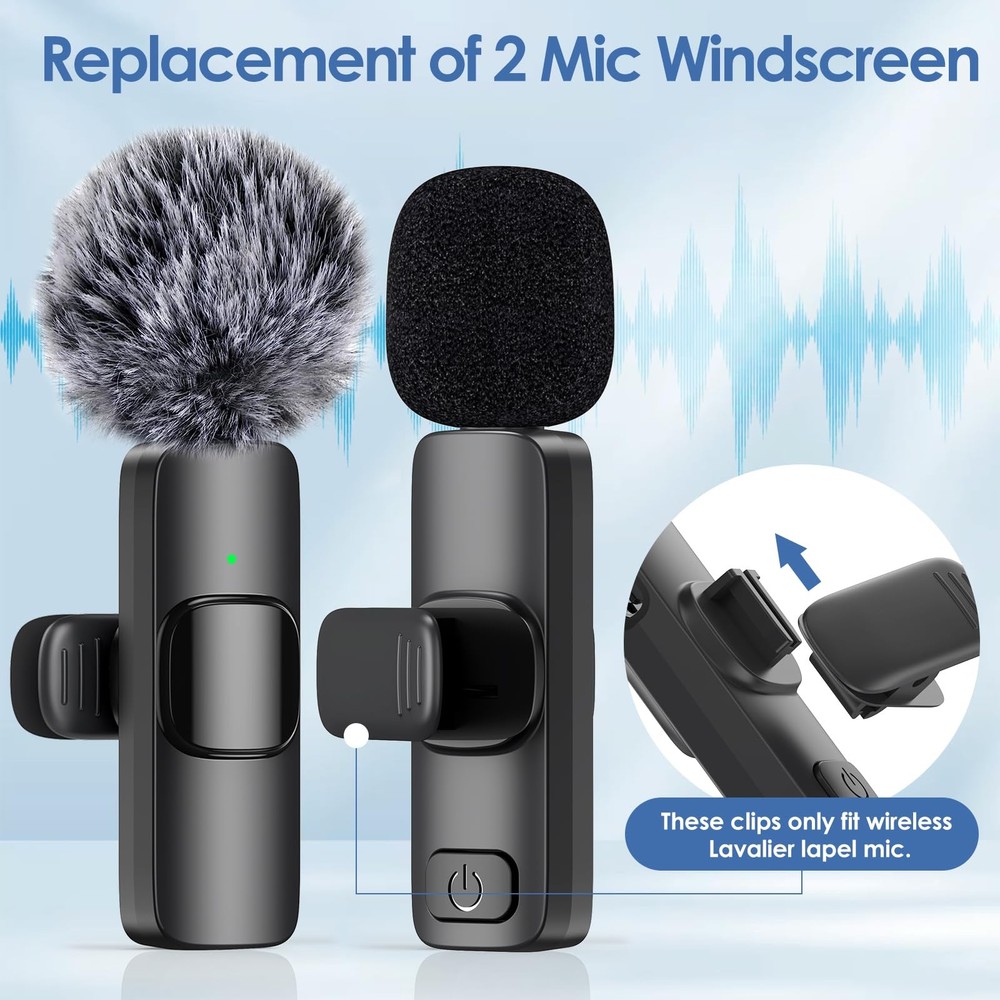Wireless Windscreen Foam Cover Set for Lavalier Microphone - 9 Pcs