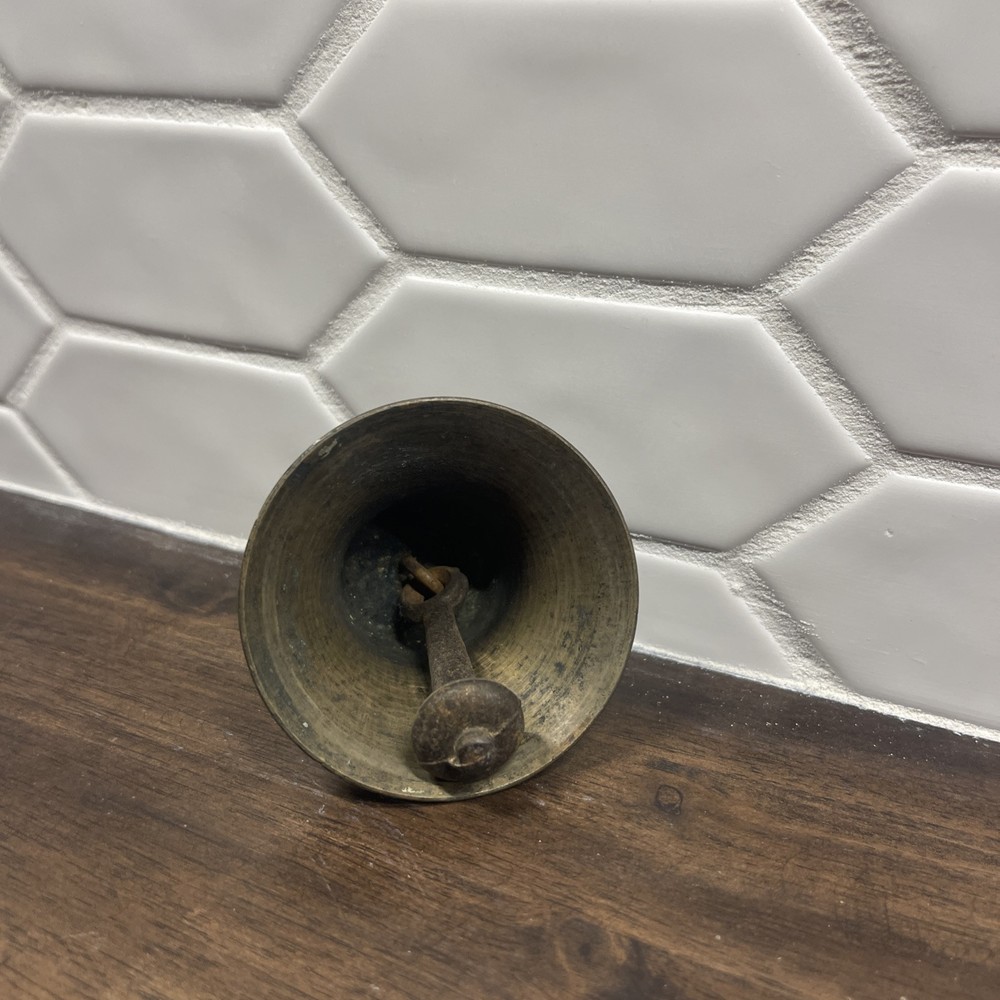 Vintage 2.75” Heavy Solid Brass Door Entry Hanging Bell