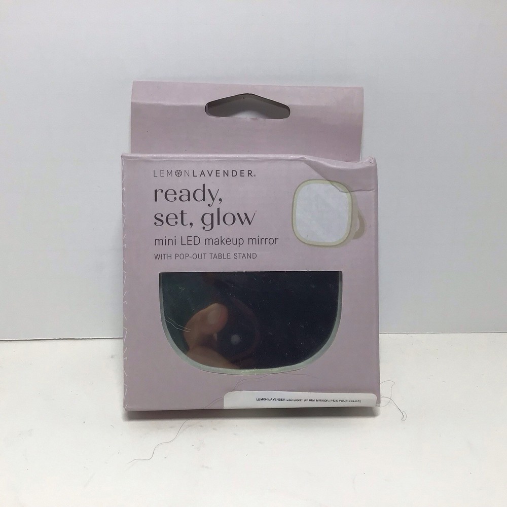 Lemon lavender Ready, Set, Glow Mini Makeup Mirror Pop Out Table Stand / New
