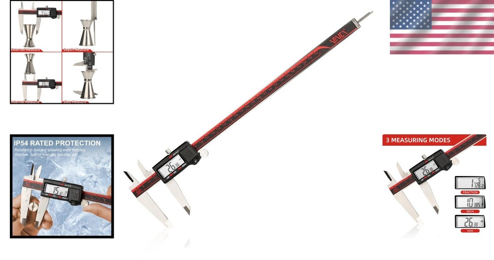 Stainless Steel Digital Caliper 300mm with RS232 Data Transfer Capability