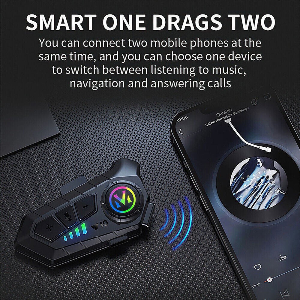 Waterproof Bluetooth 5.3 Bilateral Stereo Wireless Motorcycle Helmet Headset