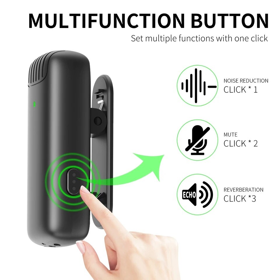 Microfono Mini inalambrico Para Celular Camara Solapa Estuche de Carga Type-C