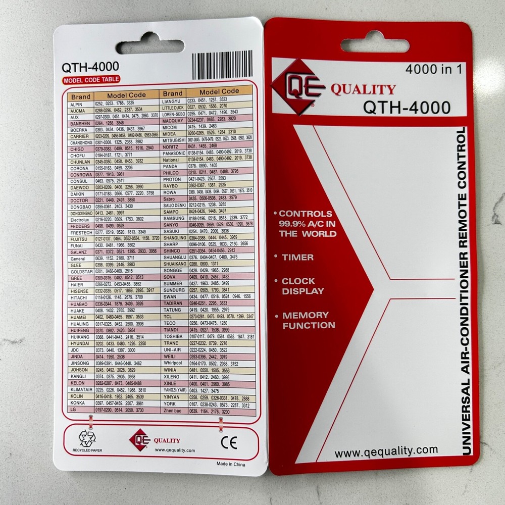 QTH-4000 Mini Split Universal Remote Control, 4000 Codes, Controls MOST Systems