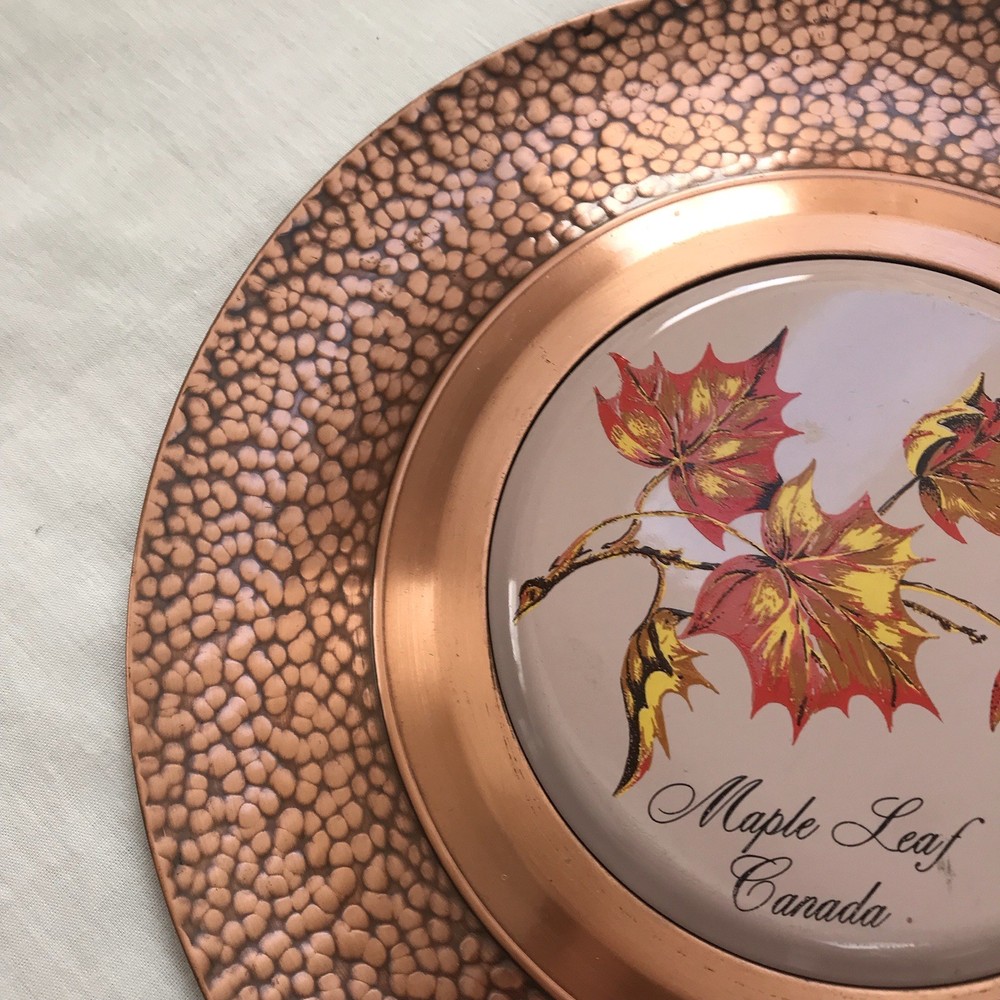 Vintage Solid Copper Plate Canada Leaf By Fantasy CopperWare Solid Decorative