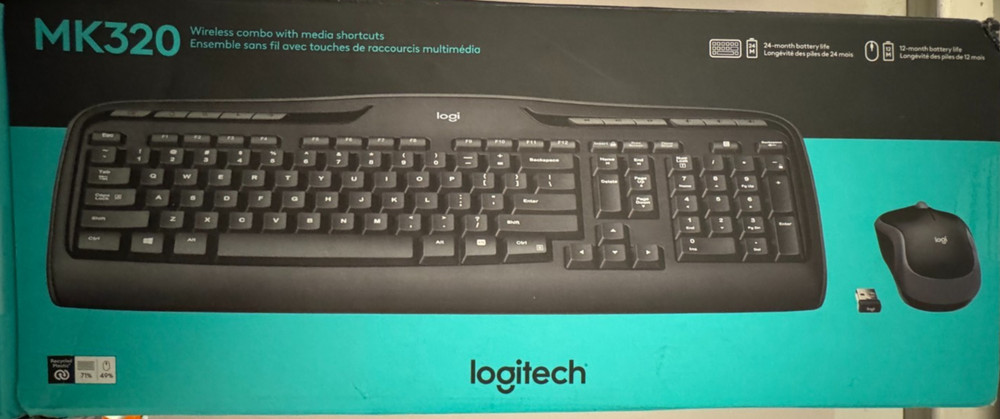 Logitech Wireless Keyboard & Mouse MK320 - BLACK - NEW / OPEN BOX