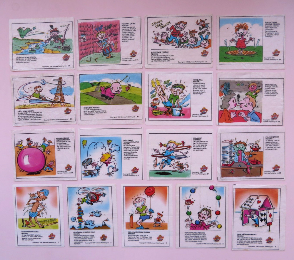 Guinness Chewing Gum Inserts Liners Vintage. Set 17 pcs