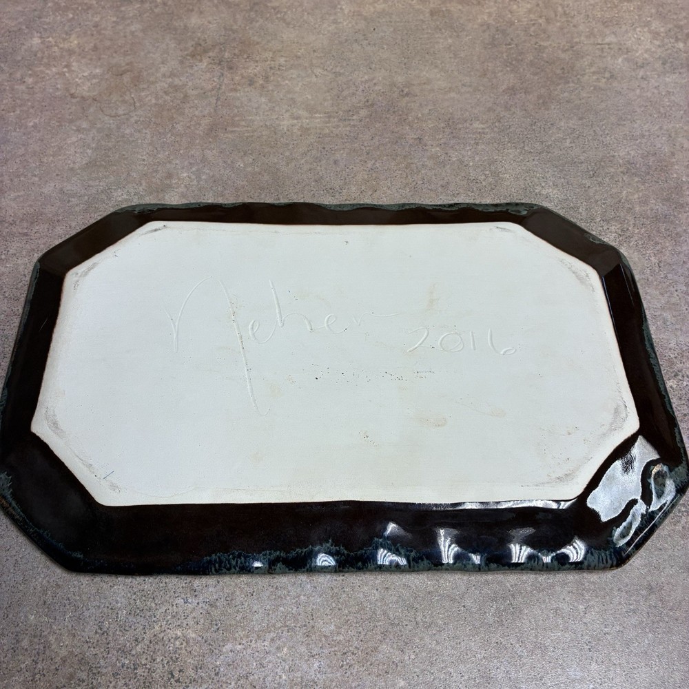 New Clay In Motion Handmade Ceramic Rectangular Tray Signed Never 2016