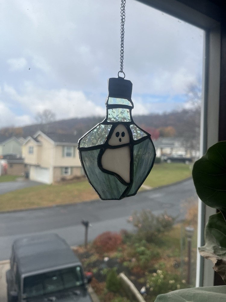 Stained Glass Ghost Potion Bottle