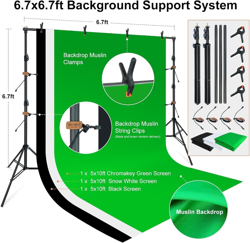 Versatile Photography Light Kit with Backdrops: Ideal for Studio & Outdoor Use
