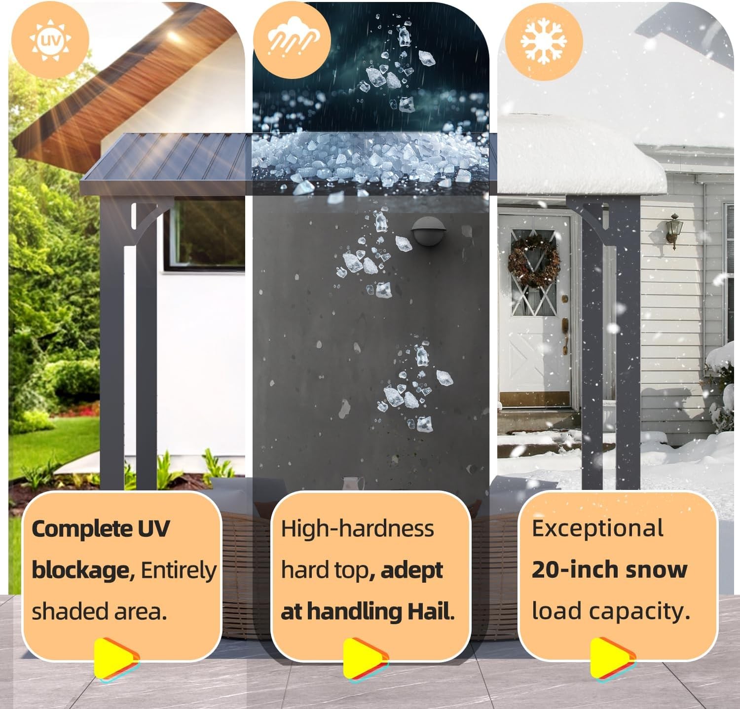 Galvanized Steel Hardtop Lean-to Gazebo Patio Pergola Awning