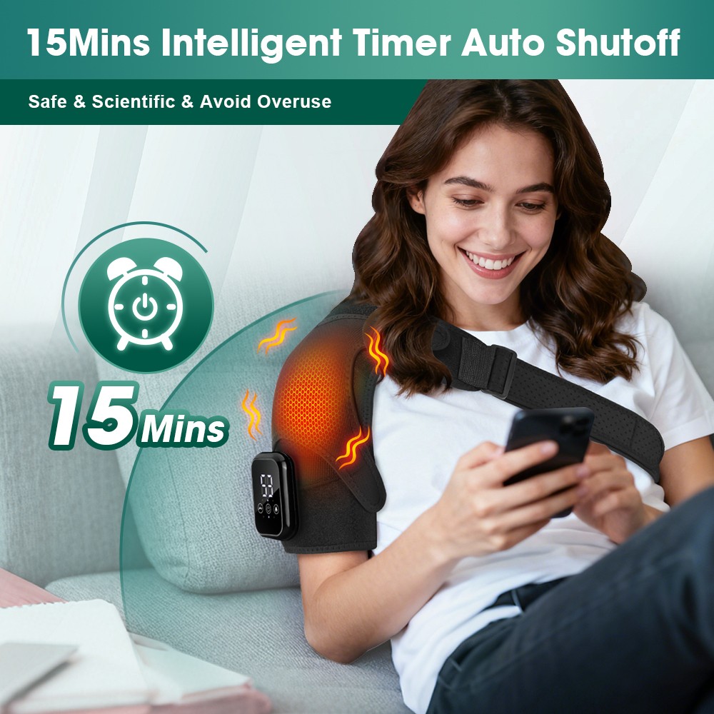 Electric Heated Shoulder Massager Brace with Vibration Therapy Joint Pain Relief