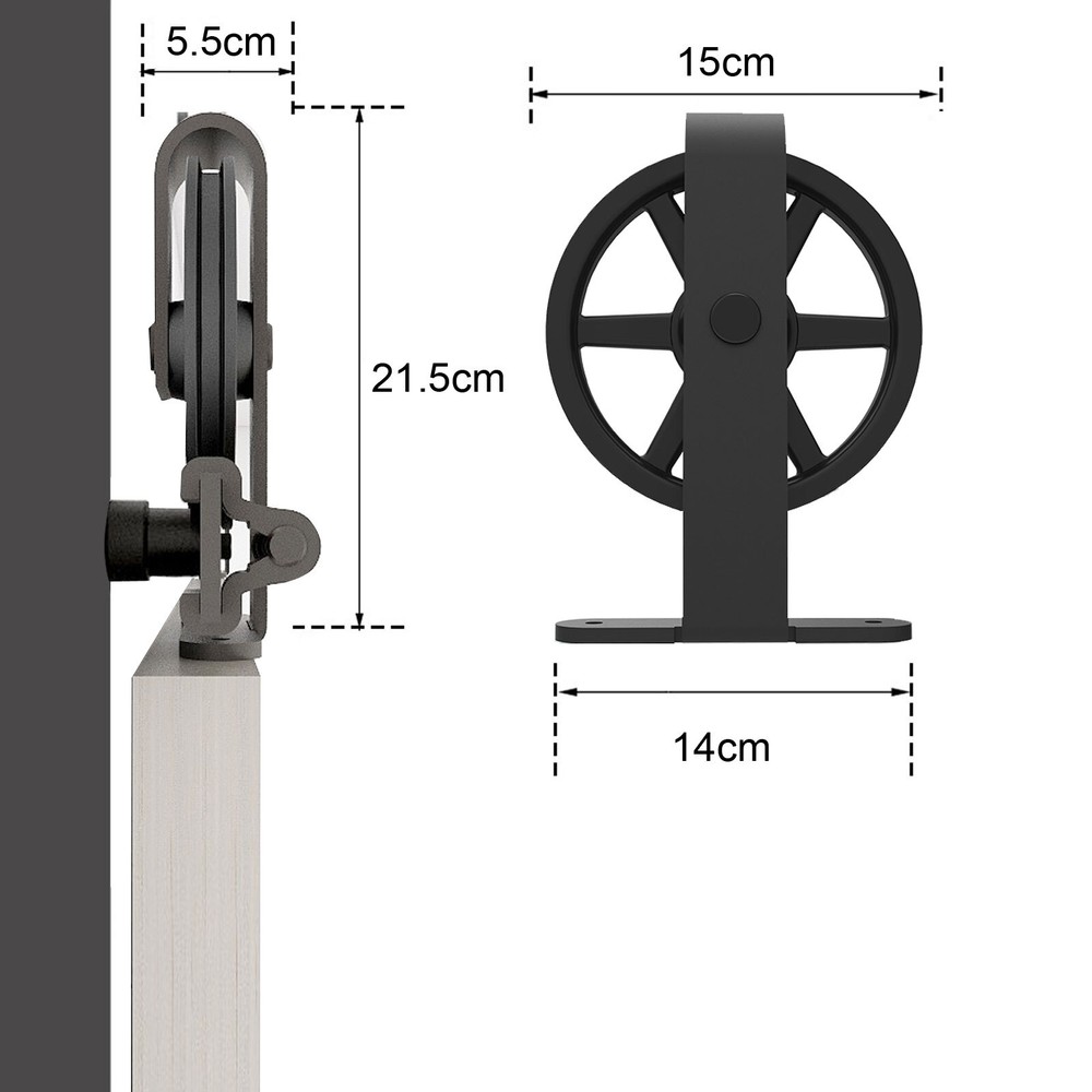 CCJH 4-20FT Sliding Barn Door Hardware Basic Black Roller Kit Single/Double Door