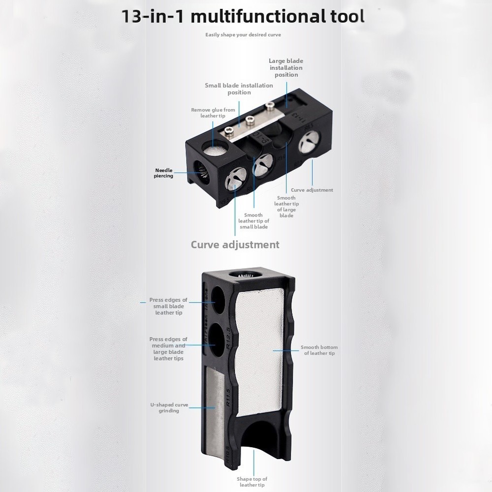 13 Function Pool Cue Tip Shaper for Tip Bottom Flattening Top Shaping Polishing