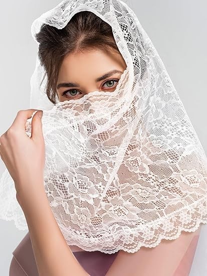3 Pcs Mantilla Catholic Veil for Church Chapel Lace Christian Veils Head Coverin