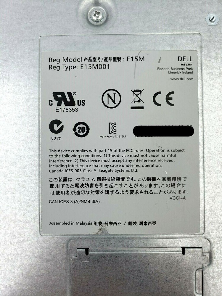 Dell Compellent E15M001 P/N 0998162-20 Type A 10G-iSCSI-2 Disk Array