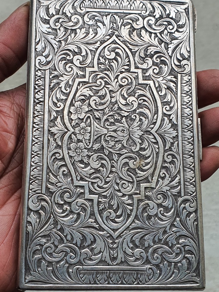 Vintage solid Silver Cigarette case. 800 Silver. Heavy, 7.4 Oz.
