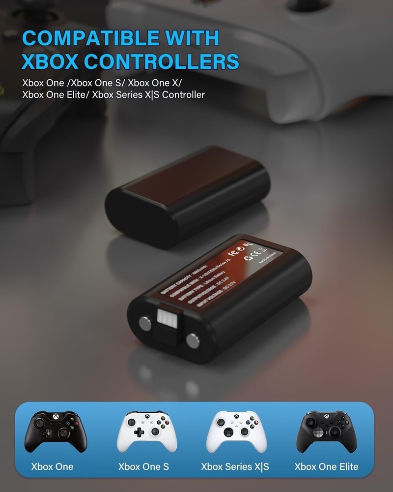 Ultimate Xbox Controller Battery Solution - 2×6660mWh, Certified Safety Features