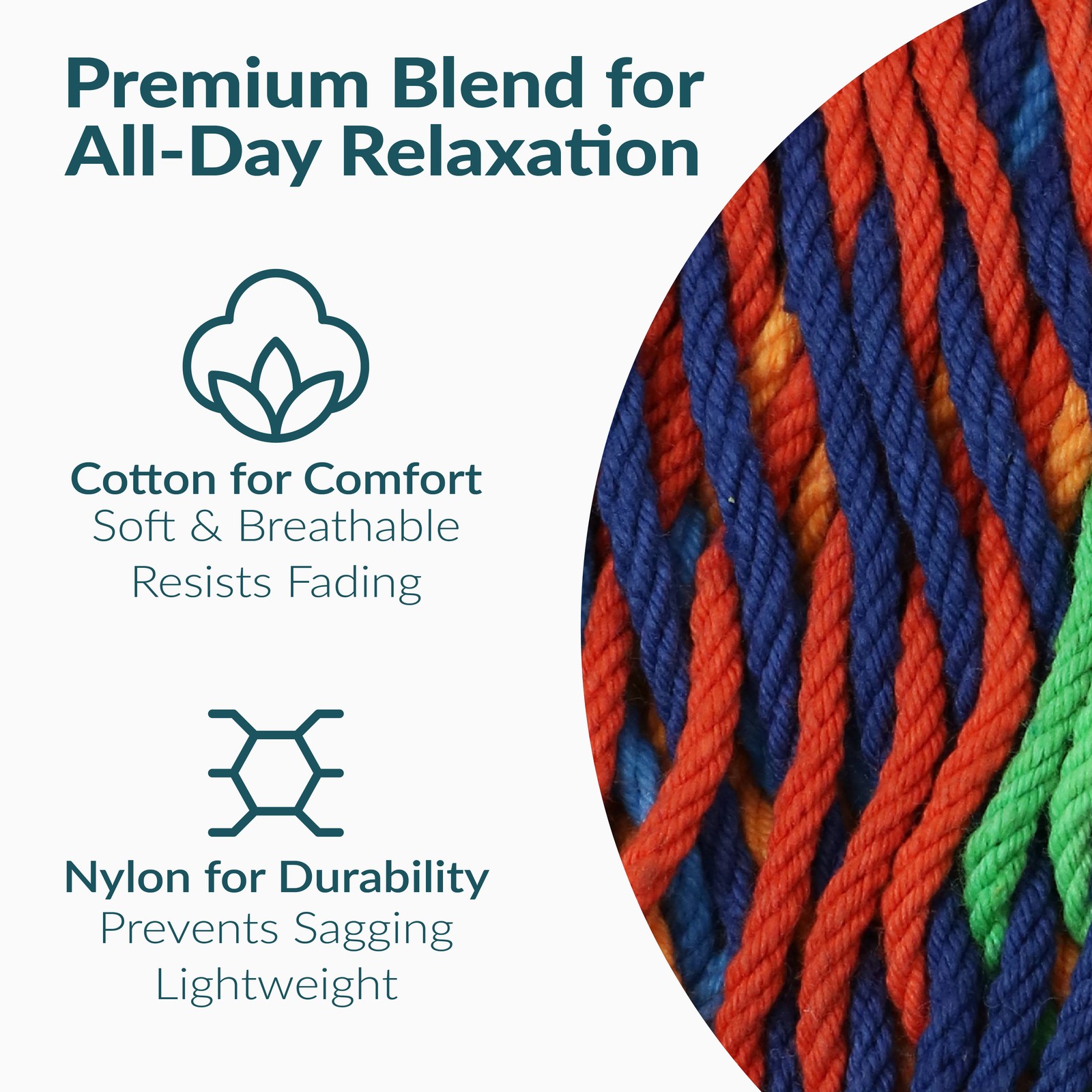 2-Person Cotton and Nylon Woven Fabric Hammock - Multi-Color by Sunnydaze