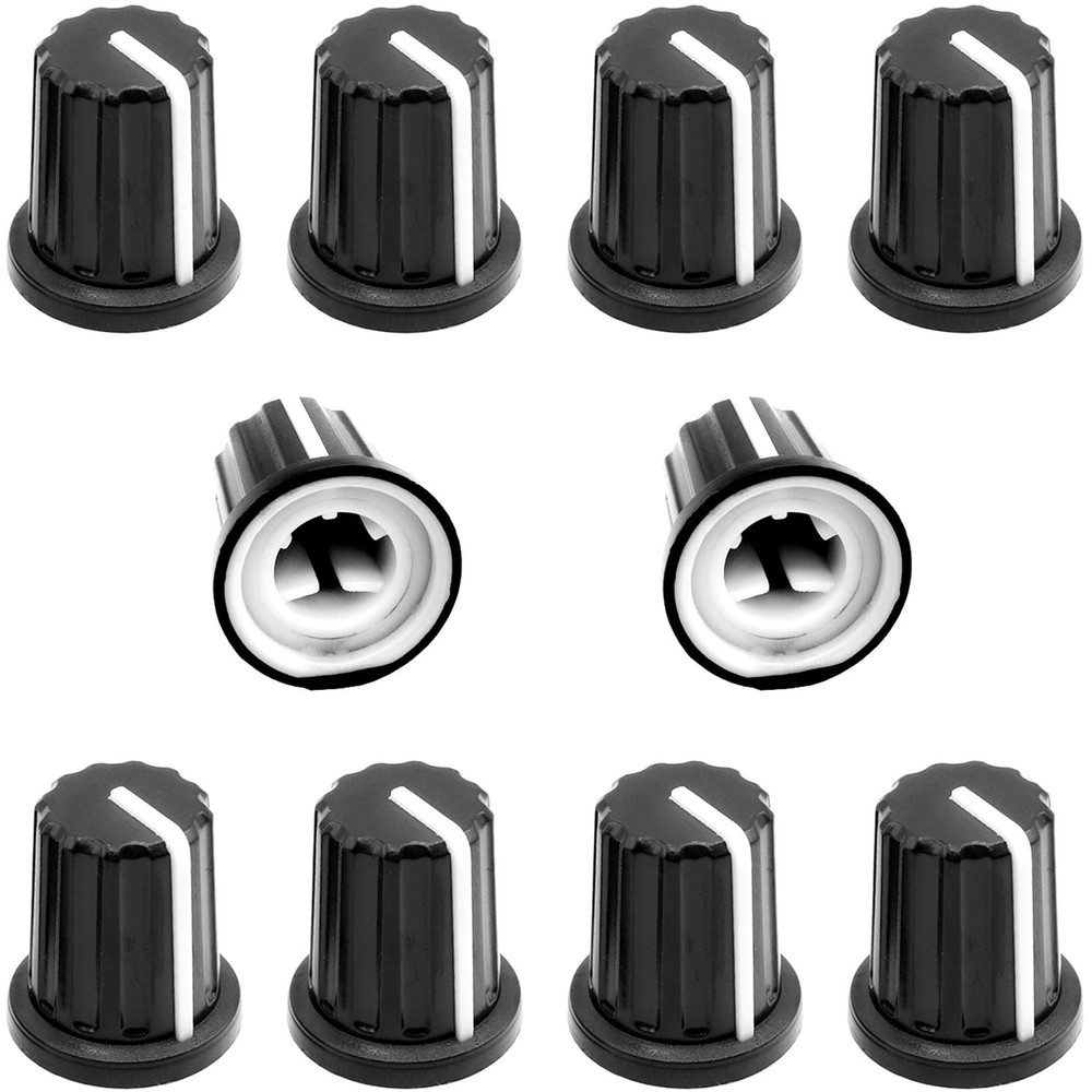 10 Pack 6mm D-Type Potentiometer Knobs Plastic Audio Mixer Volume Bass Control
