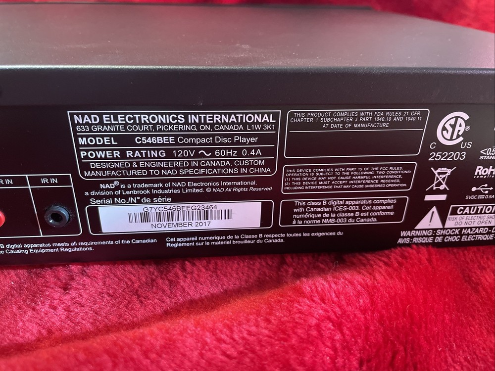 NAD C546BEE Single CD Player Without Remote