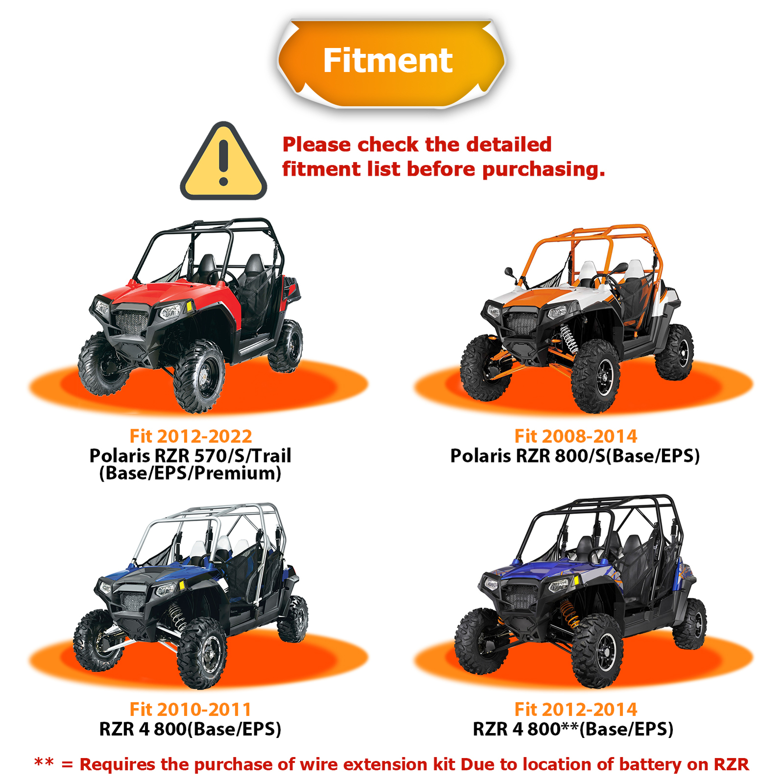 4500lb Electric Winch Mount Combo Kit For 2008-22 Polaris RZR 570/800 Trail 570