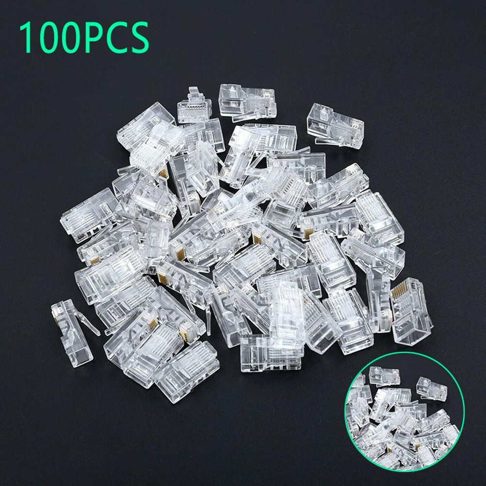 100 Pcs RJ45 Network Shielded Modular Plug CAT5e 8P8C Connector End Pass Through