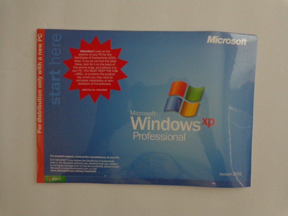 MICROSOFT WINDOWS XP PROFESSIONAL FULL OPERATING SYSTEM MS WIN PRO =NEW SEALED=