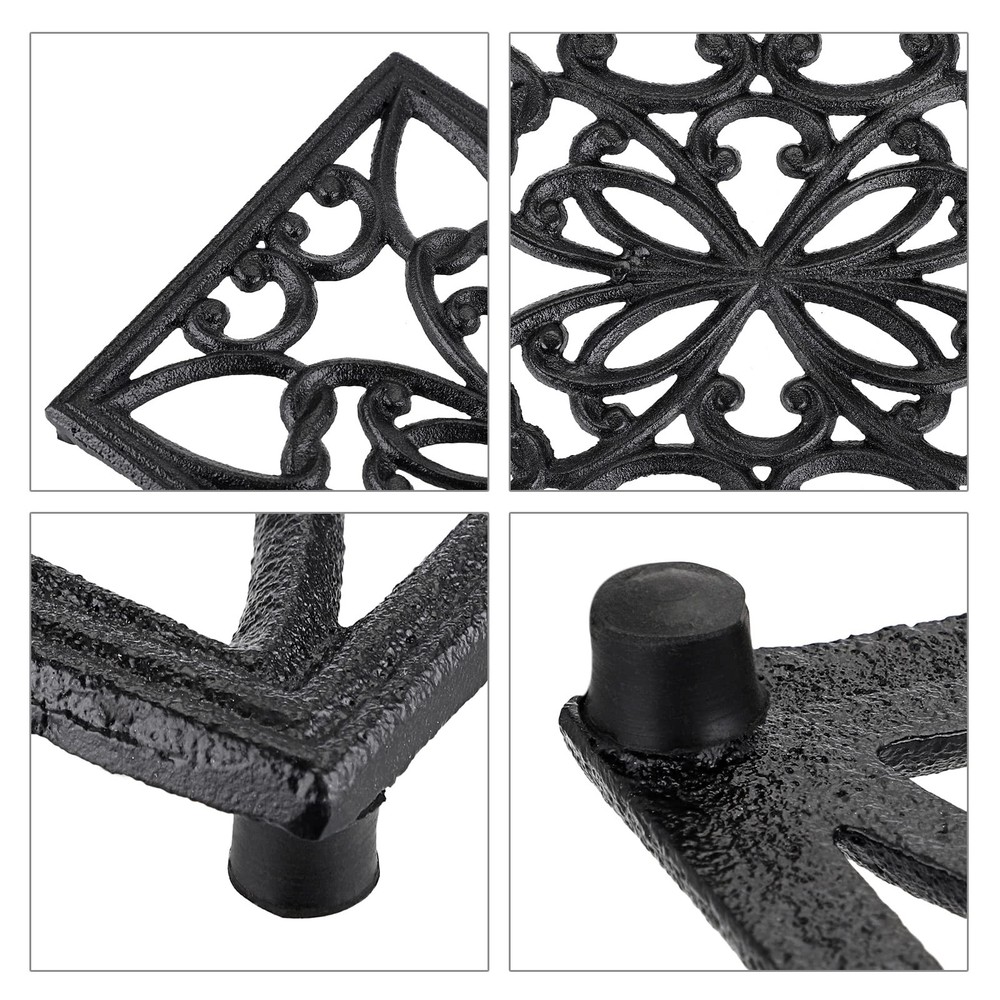 Sumnacon 2-Pack Rectangle 10x6.1" Cast Iron Trivet - Rustic, Heat Resistant