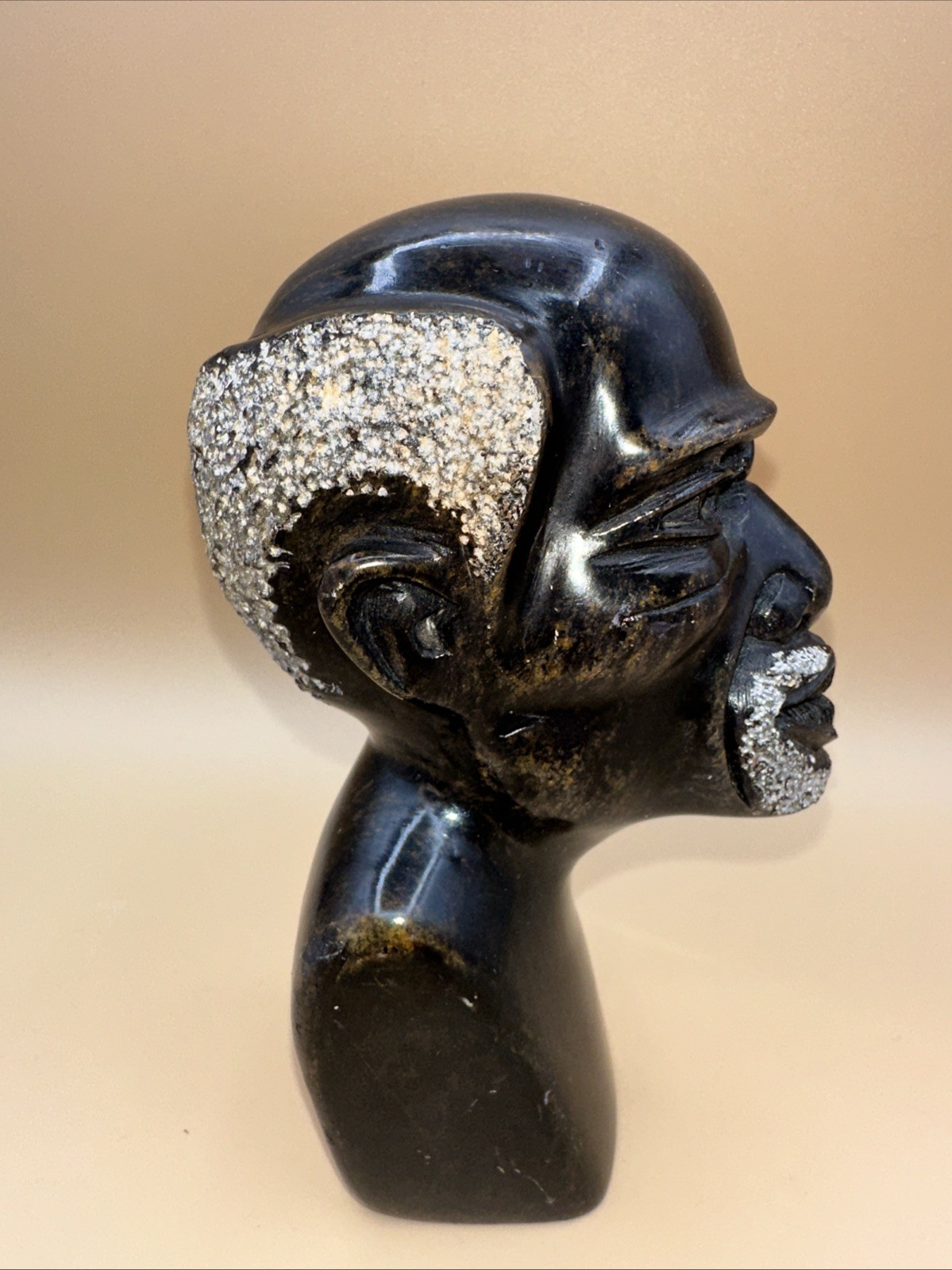 HAND-CARVED SOLID STONE AFRICAN SHONA HEAD BUST COUPLE FINELY DETAILED!