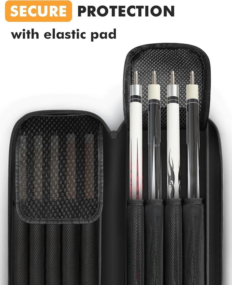 Pool Cue Case, Stick Case 4x5 with Multiple 4x5, Black