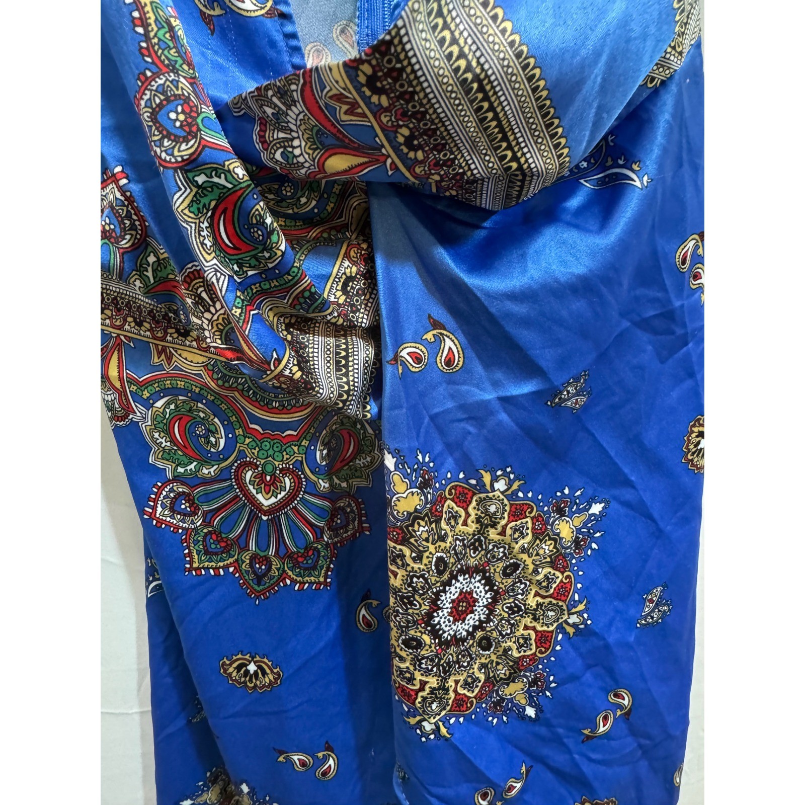 Banjul Blue Paisley Medallion Mini Handkerchief Hem Spaghetti Strap Boho