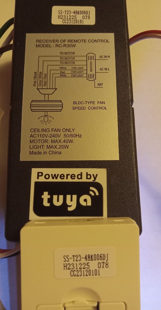 Sofucor ceiling fan receiver & remote.