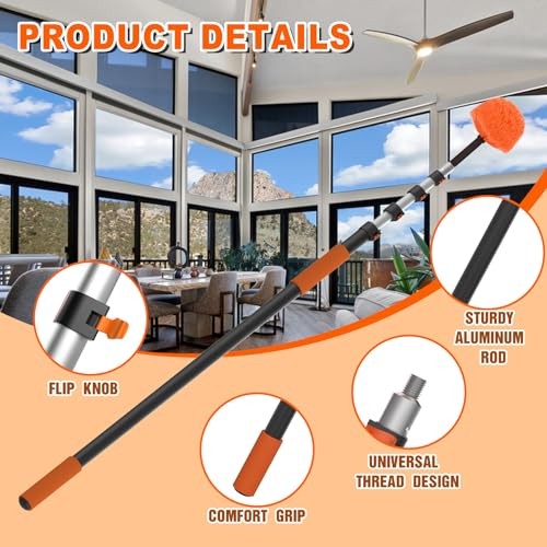 36FT Reach Cobweb Duster with Extension Pole, High Ceiling Long Duster 30FT