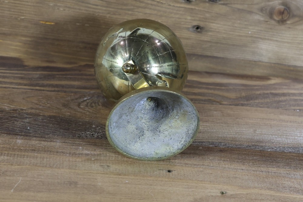 Vintage 1970s Solid Brass Mini Desktop Globe 360 Rotating Earth Globe Decor 5"
