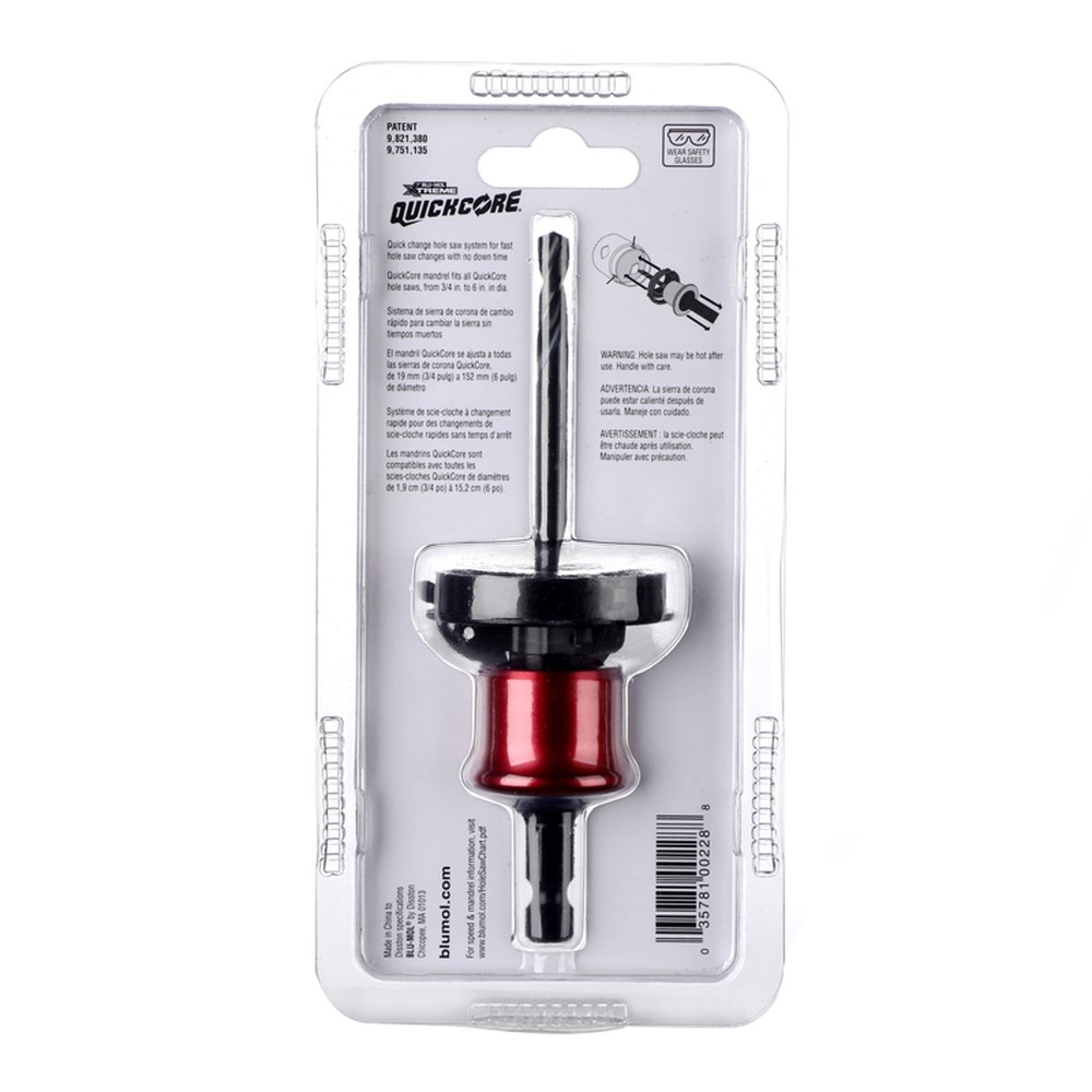 Blu-Mol Xtreme QuickCore Quick Change Arbor Assembly 3/8 Dia. in. with Pilot Bit