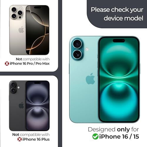 2 Pack for iPhone 16 Screen Protector Case iPhone 16 6.1" Case Friendly
