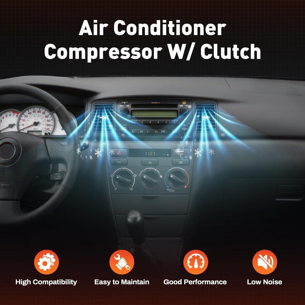 AC Compressor Fits 2003-2008 Corolla Matrix 1.8L Replace CO 27000C
