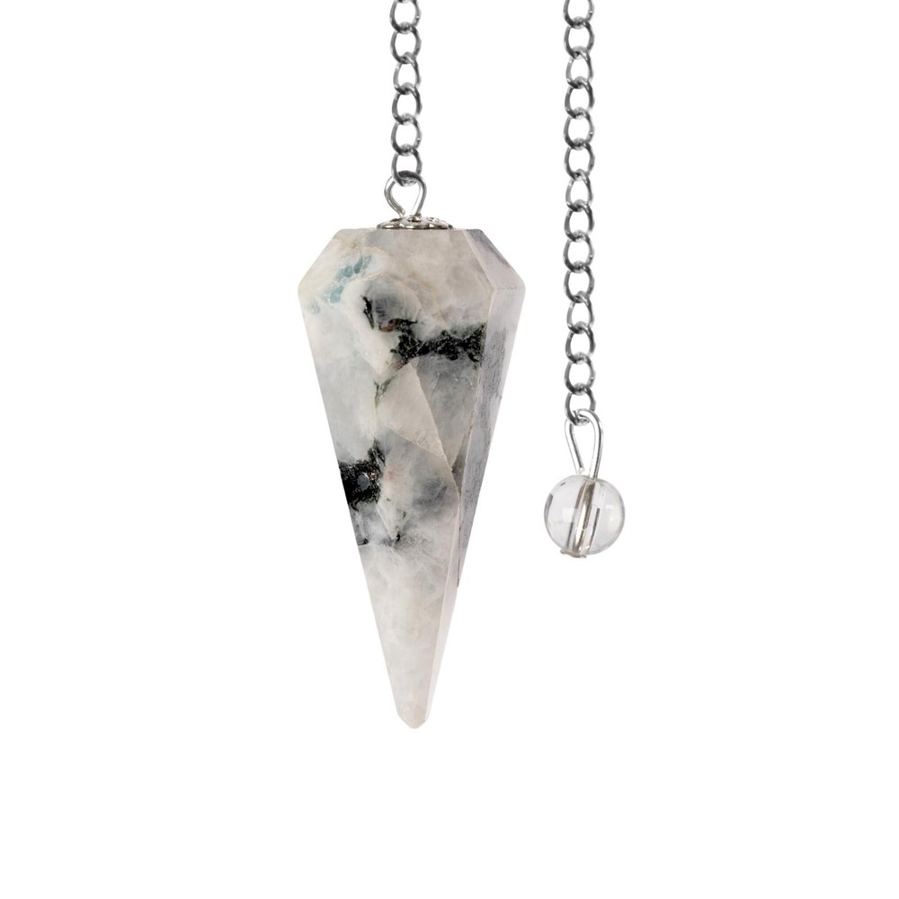 Rainbow Moonstone Pendulum Crystal Stone, Faceted Pendulum Divination Tools