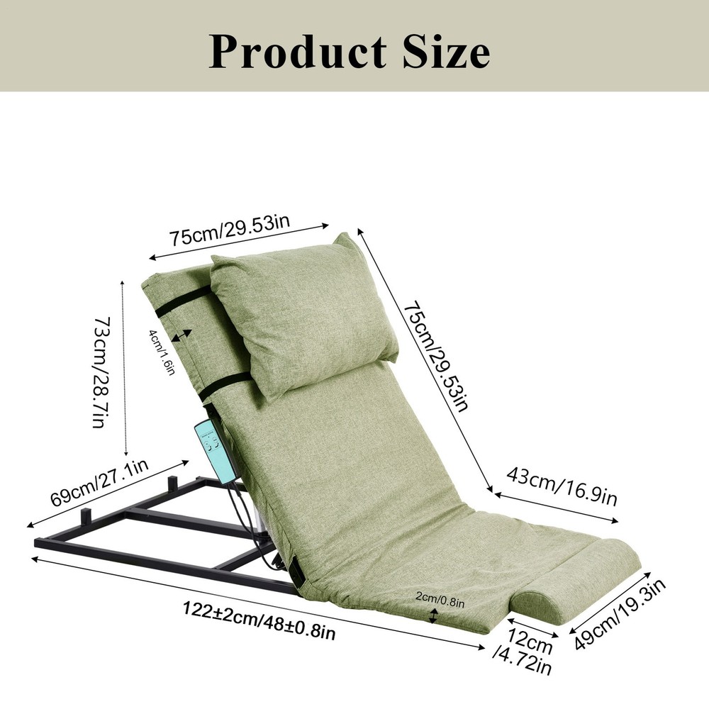 Electric Lifting Bed Backrest 2-80° Adjustable Back Rest Support remote control
