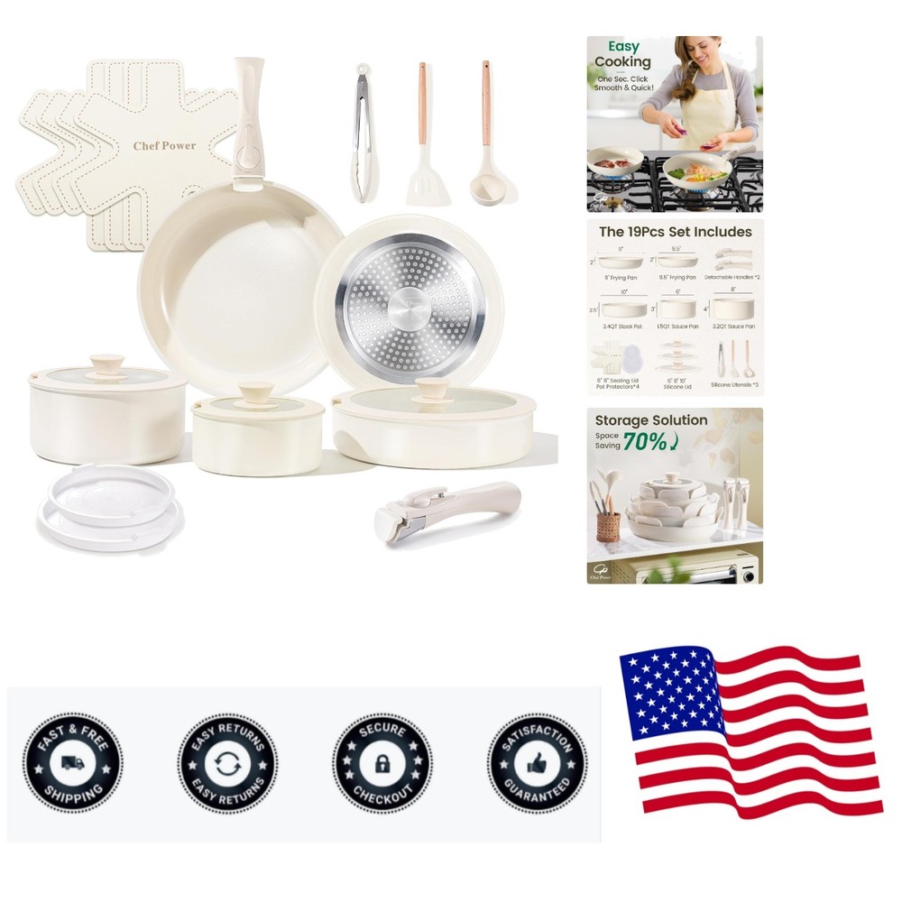 Versatile Kitchen 19-Piece Cookware Set - Induction Compatible & Easy to Clean