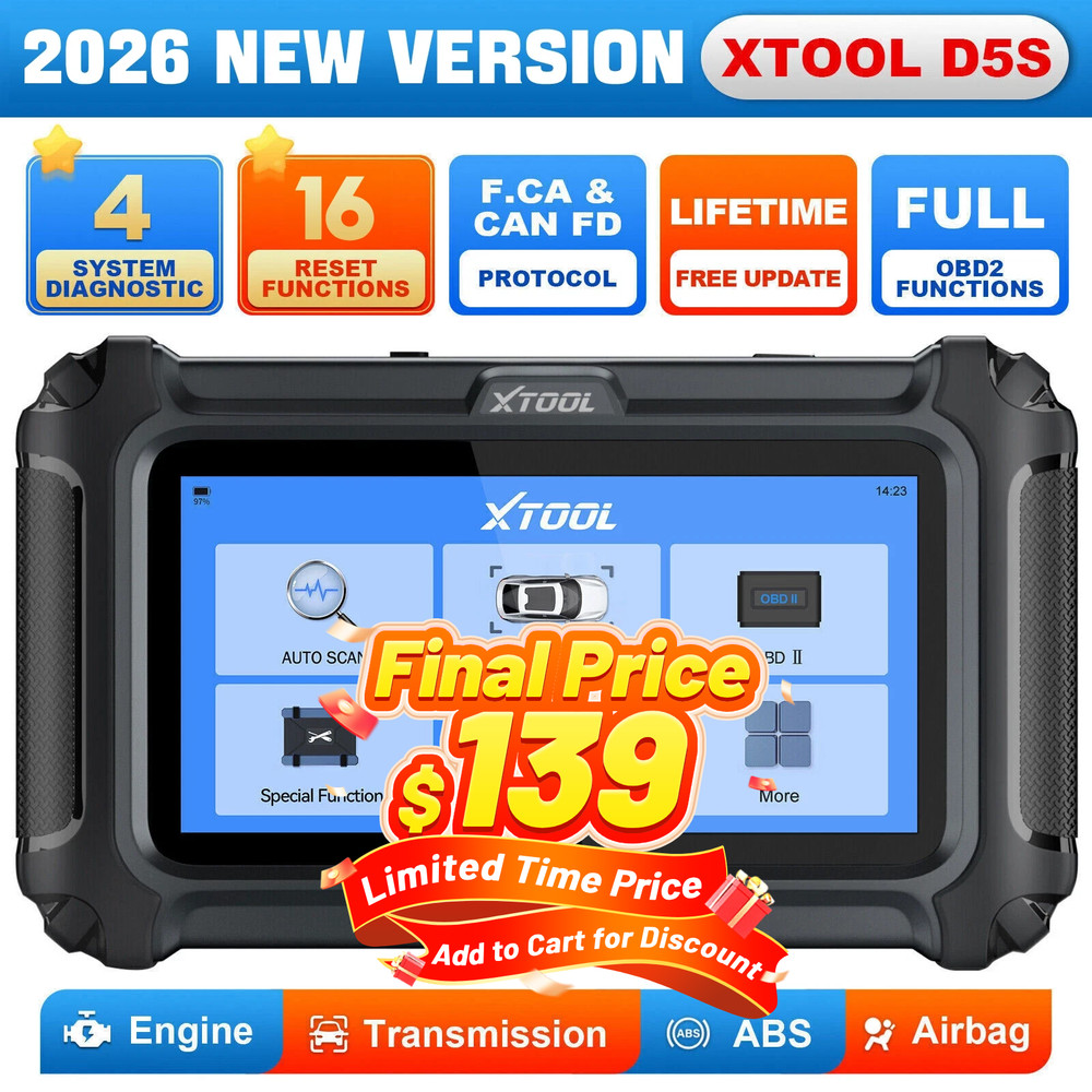 2026 XTOOL D5S OBD2 Scanner Car Code Reader Scan Tool FCA AutoAuth 16+ Services