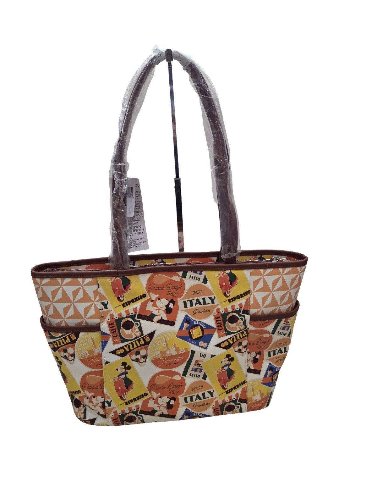 Disney Parks Epcot Italy Pavilion Mickey & Minnie Zippered Tote Bag NEW