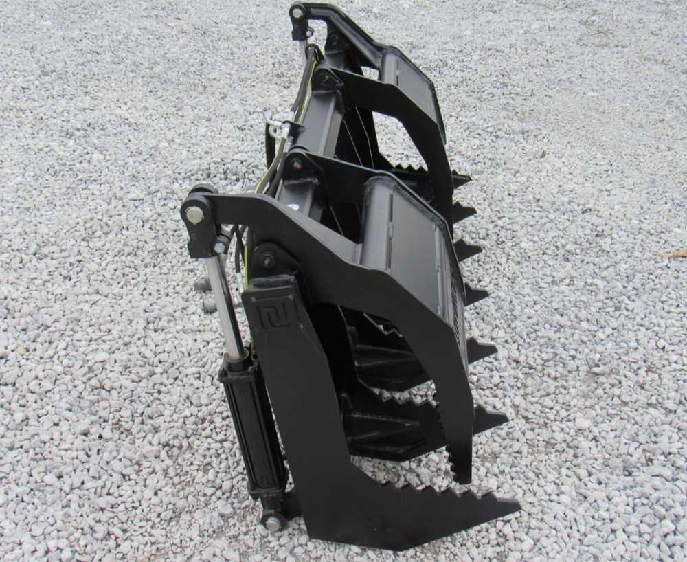 60" Dual Tine Root Rake Clam Grapple Attachment Fits Universal Quick Attach