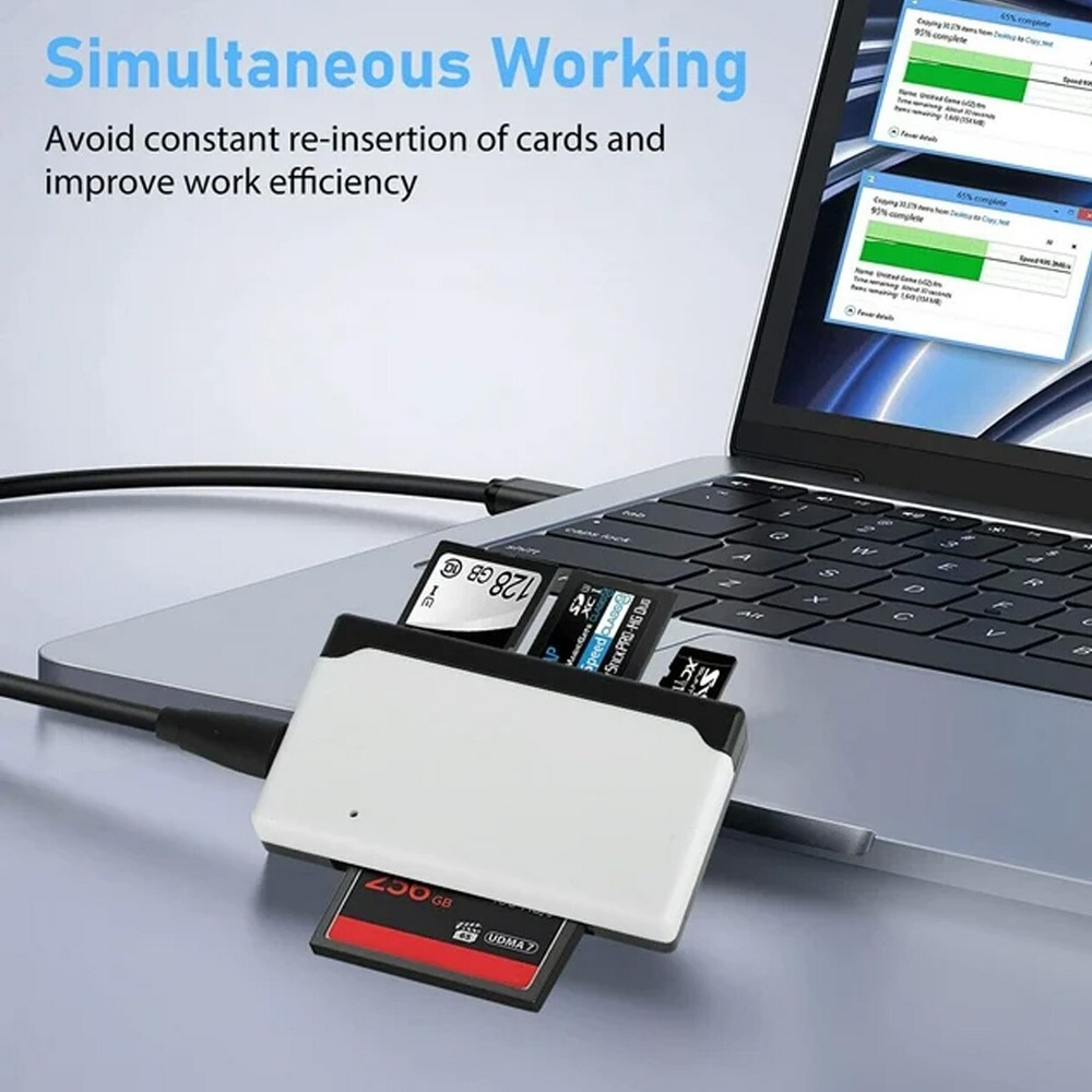 6 IN1 Memory Cards Reader USB2.0 Hub Adapter for CF/TF/SD/Micro SD/XD/M2/MS Card